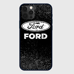 Чехол для iPhone 12 Pro Ford с потертостями на темном фоне, цвет: 3D-черный