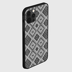 Чехол для iPhone 12 Pro Геометрический узор черно белые ромбы, цвет: 3D-черный — фото 2