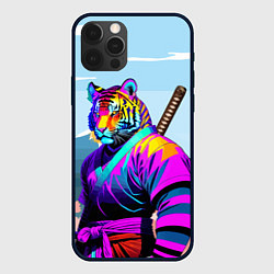 Чехол для iPhone 12 Pro Тигр-самурай - Япония, цвет: 3D-черный