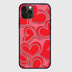 Чехол для iPhone 12 Pro Love hearts, цвет: 3D-черный
