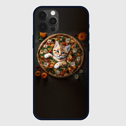 Чехол для iPhone 12 Pro Кот в пицце, цвет: 3D-черный