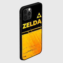 Чехол для iPhone 12 Pro Zelda - gold gradient: символ сверху, цвет: 3D-черный — фото 2