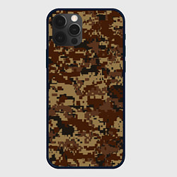 Чехол для iPhone 12 Pro Коричнево-черный камуфляж, цвет: 3D-черный