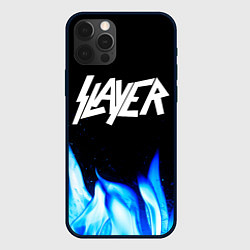 Чехол для iPhone 12 Pro Slayer blue fire, цвет: 3D-черный