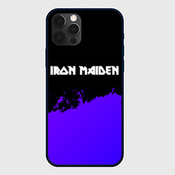 Чехол для iPhone 12 Pro Iron Maiden purple grunge, цвет: 3D-черный