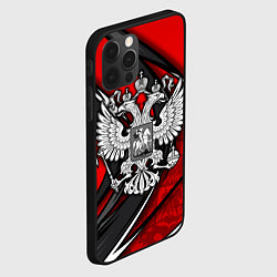 Чехол для iPhone 12 Pro Герб РФ - красная органика, цвет: 3D-черный — фото 2