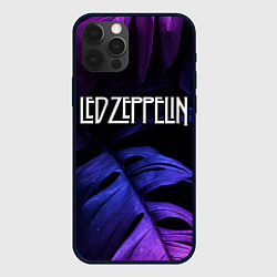 Чехол для iPhone 12 Pro Led Zeppelin neon monstera, цвет: 3D-черный