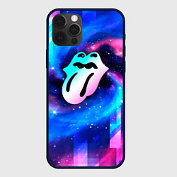 Чехол для iPhone 12 Pro Rolling Stones неоновый космос, цвет: 3D-черный