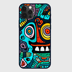 Чехол для iPhone 12 Pro Монстры в голубом и оранжевом - нейросеть, цвет: 3D-черный