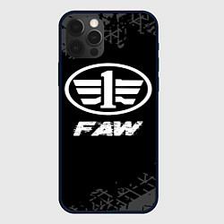 Чехол для iPhone 12 Pro FAW speed на темном фоне со следами шин, цвет: 3D-черный