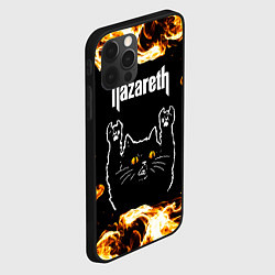 Чехол для iPhone 12 Pro Nazareth рок кот и огонь, цвет: 3D-черный — фото 2