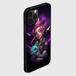 Чехол для iPhone 12 Pro Джинкс с котом - Лига легенд, цвет: 3D-черный — фото 2