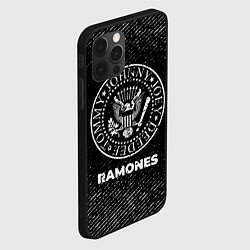 Чехол для iPhone 12 Pro Ramones с потертостями на темном фоне, цвет: 3D-черный — фото 2