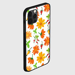 Чехол для iPhone 12 Pro Orange flowers, цвет: 3D-черный — фото 2
