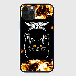 Чехол для iPhone 12 Pro Babymetal рок кот и огонь, цвет: 3D-черный