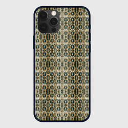 Чехол для iPhone 12 Pro Золотистые симметричные узоры, цвет: 3D-черный