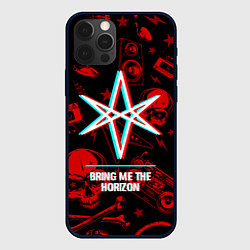 Чехол для iPhone 12 Pro Bring Me the Horizon rock glitch, цвет: 3D-черный