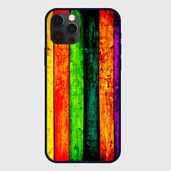 Чехол для iPhone 12 Pro Цветной забор, цвет: 3D-черный