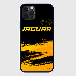 Чехол для iPhone 12 Pro Jaguar - gold gradient: символ сверху, цвет: 3D-черный