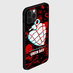 Чехол для iPhone 12 Pro Green Day rock glitch, цвет: 3D-черный — фото 2
