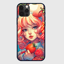 Чехол для iPhone 12 Pro Клубничная девушка, цвет: 3D-черный