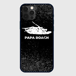 Чехол для iPhone 12 Pro Papa Roach с потертостями на темном фоне, цвет: 3D-черный
