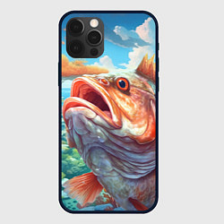 Чехол для iPhone 12 Pro Большой карп, цвет: 3D-черный