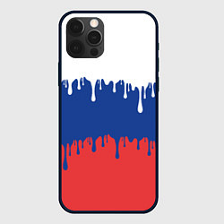 Чехол для iPhone 12 Pro Флаг России - потёки, цвет: 3D-черный
