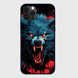 Чехол для iPhone 12 Pro Wolf black red, цвет: 3D-черный