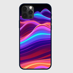 Чехол для iPhone 12 Pro Волны из неона, цвет: 3D-черный