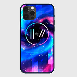 Чехол для iPhone 12 Pro Twenty One Pilots неоновый космос, цвет: 3D-черный