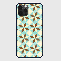 Чехол для iPhone 12 Pro Brown blue pattern, цвет: 3D-черный