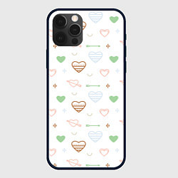 Чехол для iPhone 12 Pro Cute hearts, цвет: 3D-черный