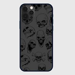 Чехол для iPhone 12 Pro Раскиданные черепа, цвет: 3D-черный
