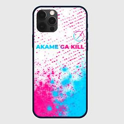 Чехол для iPhone 12 Pro Akame ga Kill neon gradient style: символ сверху, цвет: 3D-черный