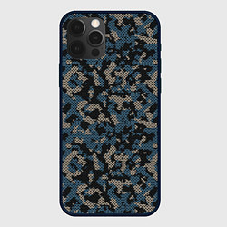 Чехол для iPhone 12 Pro Камуфляж сеточный, цвет: 3D-черный