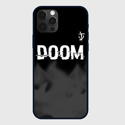 Чехол для iPhone 12 Pro Doom glitch на темном фоне: символ сверху, цвет: 3D-черный