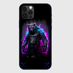 Чехол для iPhone 12 Pro Неоновый медведь, цвет: 3D-черный
