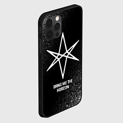 Чехол для iPhone 12 Pro Bring Me the Horizon glitch на темном фоне, цвет: 3D-черный — фото 2