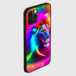 Чехол для iPhone 12 Pro Неоновый лев в цветовой абстракции, цвет: 3D-черный — фото 2
