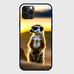 Чехол для iPhone 12 Pro Сурикат на фоне рассвета, цвет: 3D-черный