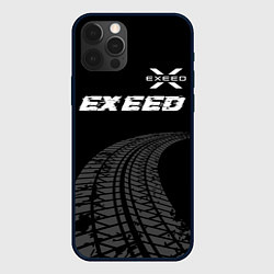 Чехол для iPhone 12 Pro Exeed speed на темном фоне со следами шин: символ, цвет: 3D-черный