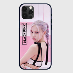 Чехол для iPhone 12 Pro Rose Black pink, цвет: 3D-черный