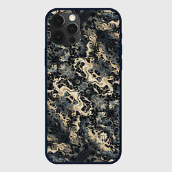 Чехол для iPhone 12 Pro Японские волны в темных тонах, цвет: 3D-черный