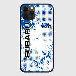 Чехол для iPhone 12 Pro Subaru blue logo, цвет: 3D-черный