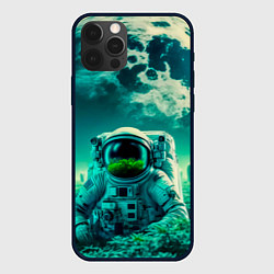 Чехол для iPhone 12 Pro Астронавт на зеленой планете, цвет: 3D-черный
