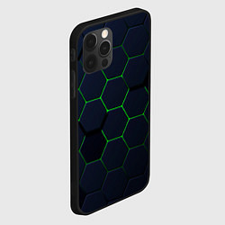 Чехол для iPhone 12 Pro Honeycombs green, цвет: 3D-черный — фото 2