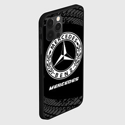 Чехол для iPhone 12 Pro Mercedes speed на темном фоне со следами шин, цвет: 3D-черный — фото 2