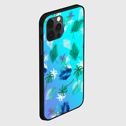 Чехол для iPhone 12 Pro Пальмы на голубом градиенте, цвет: 3D-черный — фото 2