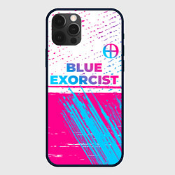 Чехол для iPhone 12 Pro Blue Exorcist neon gradient style: символ сверху, цвет: 3D-черный